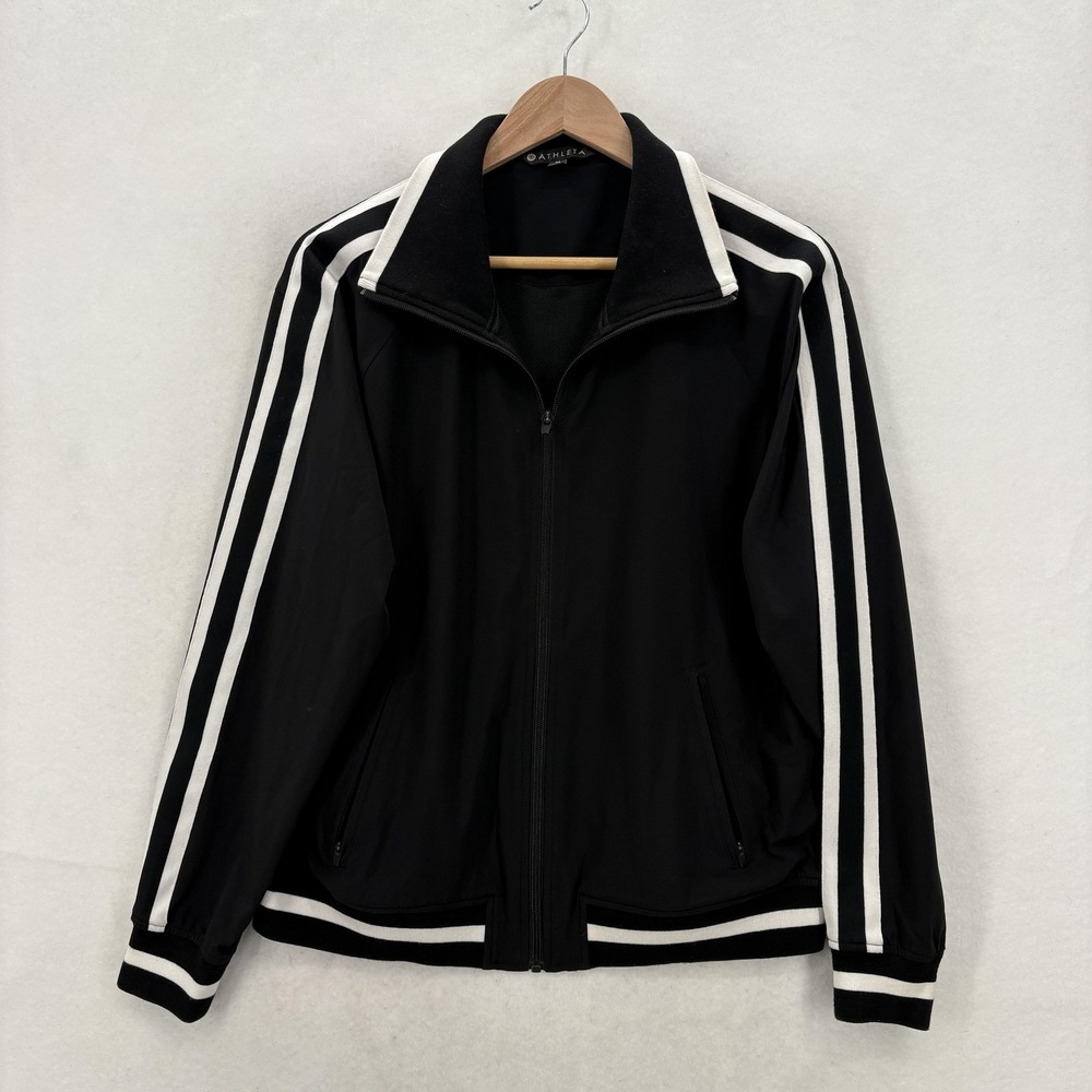 Athleta Brooklyn Bomber Track Jacket Womens Medium Full Zip Black Travel Sports